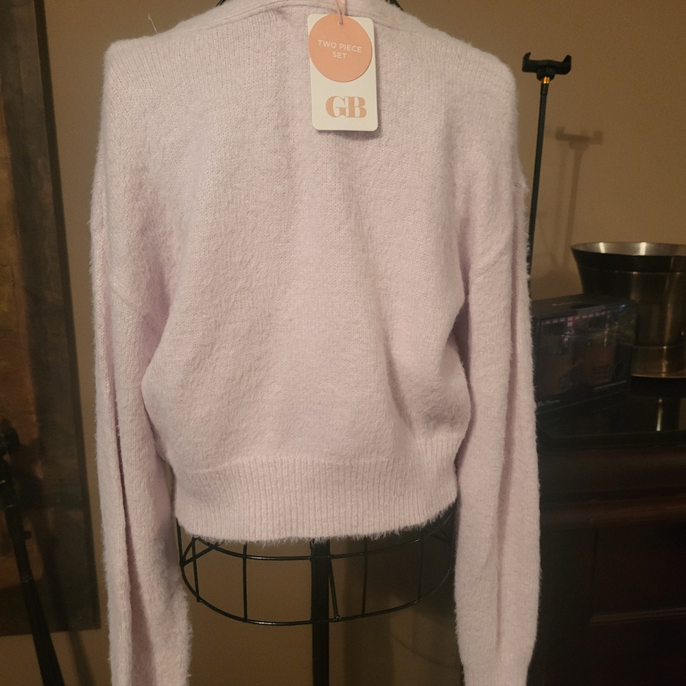 Gianni Bini Pink Cardigan with Silver Floral Details - Picture 3 of 4
